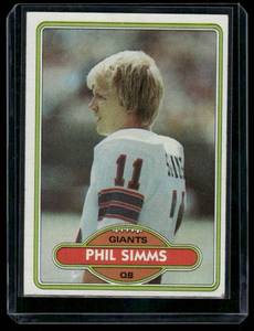 lot 65B image: Phil Simms RC 1980 Topps # 225 Rookie Vintage Football Card