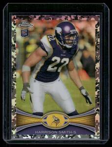 lot 76B image: Harrison Smith RC 499 Camo Refractor 2012 Topps Chrome #77 Rookie Minnesota Vikings Football Card