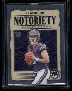lot 79B image: JJ McCarthy RC 2024 Mosaic Noteriety #21 Rookie Minnesota Vikings Football Card