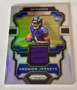 lot 74B image: Zay Flowers RC Relic 2023 Prizm Premier Jerseys #PJ-ZF Rookie Football Card