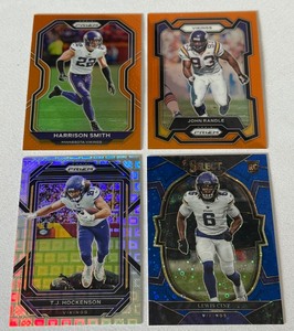 lot 86B image: Minnesota Vikings 4 Numbers Cards - Hockenson 400, Smith 249, Randle 249, Cine 0125 Football Cards