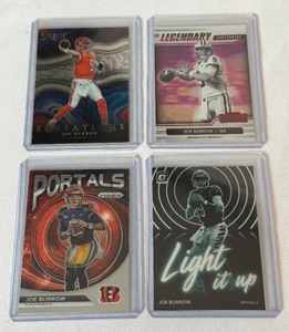 lot 91B image: Joe Burrow 4 Card Football Lot