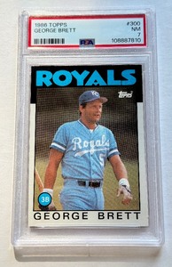 lot 105B image: George Brett PSA 7 NM 1986 Topps #300 Baseball Card