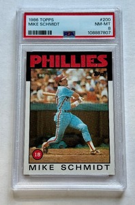 lot 109B image: Mike Schmidt PSA 8 NM-MT 1986 Topps #200 Baseball Card