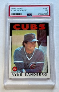 lot 111B image: Ryne Sandberg PSA 7 NM 1986 Topps #690 Baseball Card