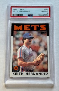 lot 114B image: Keith Hernandez PSA 8 NM-MT 1986 Topps #520 Baseball Card