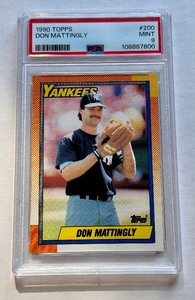 lot 115B image: Don Mattingly PSA 9 Mint 1990 Topps #200 Baseball Card
