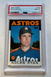 lot 116B image: Nolan Ryan PSA 8 NM-MT 1986 Topps #100 Baseball Card