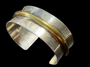 lot 2H image: Vintage Mary Rita Padilla Navajo Sterling Silver Cuff Bracelet