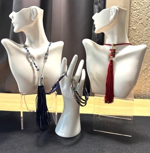 lot 33H image: Set of Cloisonn Style Fashion Jewelry with Tassel Necklaces and Bangles