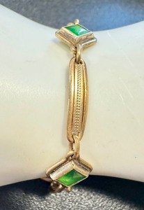 lot 28G image: Vintage 12k Gold-Filled Bracelet with Green Accents, 7