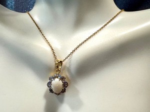 lot 47G image: Stauer Sterling Silver Necklace with Opal and Tanzanite Pendant