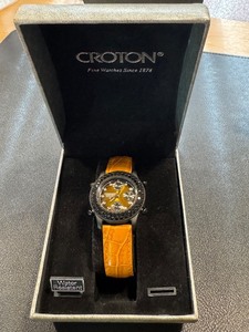 lot 32J image: Croton Chronograph Watch with Yellow Leather Strap