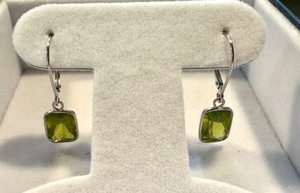 lot 9J image: 5.00 ct Peridot Radiant 14K White Gold Earrings