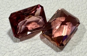 lot 12J image: Pair of Emerald Cut Pink Tourmaline Stones, 5.7mm