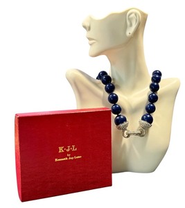 lot 16J image: Kenneth Jay Lane Royal Blue Beaded Necklace with Crystal Accents