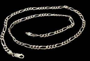 lot 22N image: 20 Sterling Silver Figaro Chain Necklace 925 Italy