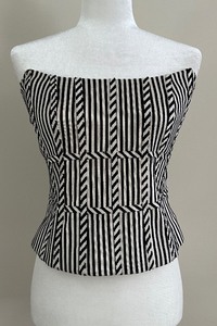 lot 49 image: Carlisle Black and White Geometric Striped Strapless Top - Size 6