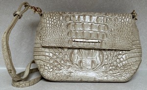 lot 18 image: Brahmin Croc Embossed Leather Crossbody Shoulder Bag in Beige