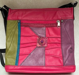 lot 59 image: Fun Faye Fisher Ward Patchwork Genuine Leather Crossbody Bag