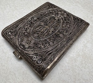 lot 65 image: Vintage Ornate Silver Filigree Card CaseCigarette Holder