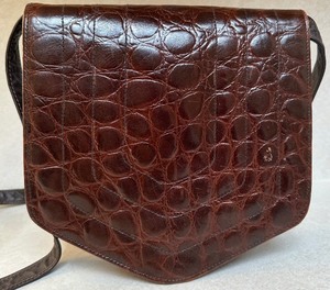 lot 52 image: Sandra Roberts Brown Faux Croc Leather Shoulder Bag