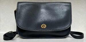 lot 13 image: Coach Vintage Dark Blue Leather Crossbody Bag with Brass Hardware