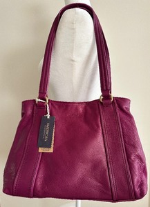 lot 77 image: American Leather Co Deep Berry Responsible Leather Satchel Handbag