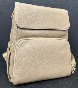 lot 94 image: Citi Collective Taupe Pebbled Vegan Faux Leather Backpack with Gold Zippers