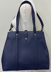 lot 106 image: Citi Collective Navy Blue Pebbled Faux Vegan Leather Tote Bag with Shoulder Strap