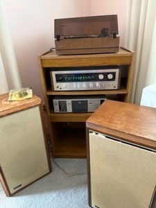 lot 14 image: Stereo System with Kenwood Solid State AMF Receiver KR-6400, Fisher Cassette Deck CR-140, Dual Record Player & Advent Speakers