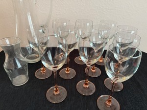 lot 36 image: Wineglasses (11) & Decorative Glass Pitcher & Carafe