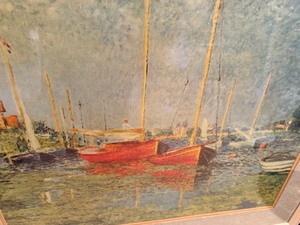 lot 28 image: Claude Monet Argentezuil Sailboat Print in Professional Matted Frame