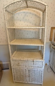 lot 63 image: Wicker Cabinet with Drawer, Shelves & Doors