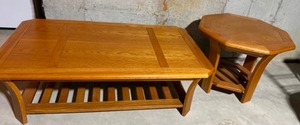 lot 50 image: Oak Coffee Table & Hexagon End Table