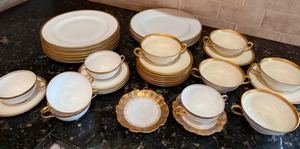 lot 24A image: Gold Rim China Plates, cups, Saucers