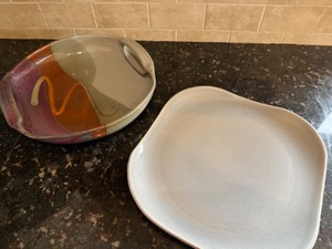 lot 1 image: Beautiful Pottery Platters, One from Russell Wright Renville