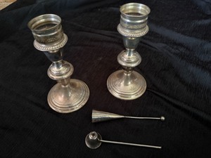Gorham Sterling Silver Candle Sticks  & Snuffers (see new photo for marking)