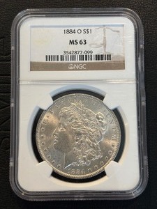 lot 12 image: 1884-O Morgan Dollar NGC MS63
