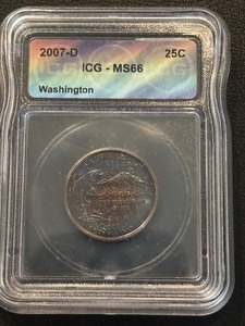 lot 17 image: 2007-D Washington State Quarter ICG MS66 Toned