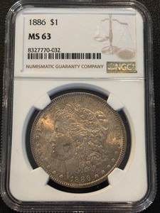 lot 20 image: 1886 Morgan Dollar NGC MS63