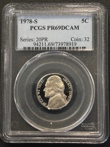 lot 22 image: 1978-S Jefferson Nickel Proof PCGS PR69 Deep Cameo
