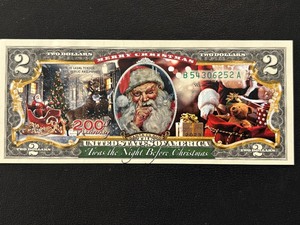 lot 53 image: Uncirculated $2 Dollar Santa Claus Note