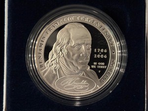 lot 63 image: 2006-P Benjamin Franklin Silver Dollar Proof