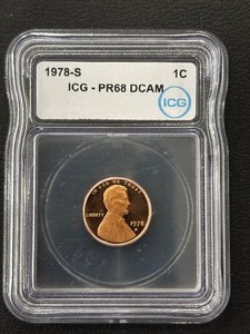 lot 80 image: 1978-S Lincoln Cent Proof ICG PR68 Deep Cameo