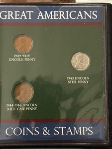 lot 111 image: Lincoln Cents and Stamp