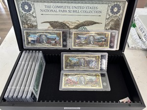 Gold Embossed National Parks $2 Dollar Note Collection