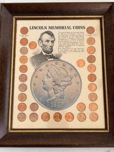 lot 186 image: Lincoln Cents Framed