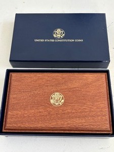 lot 191 image: Mahogany Wood Silver and Gold Coin Box