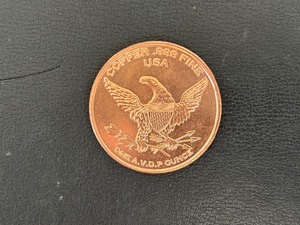 lot 136 image: 1 Ounce .999 Fine Copper Round